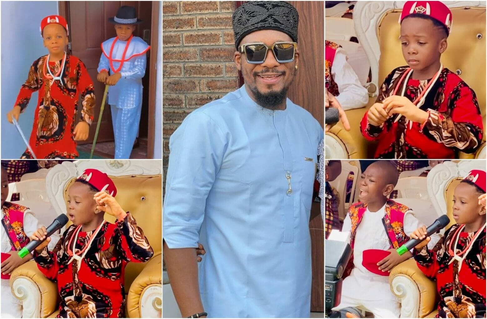 Junior Pope's son wows son with his Igbo dialect