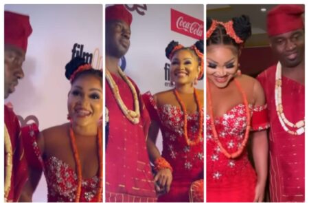 Mercy Aigbe and Kazim Adeoti at King of Thieves movie premiere