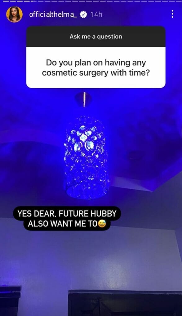 Thelma speaks on surgery