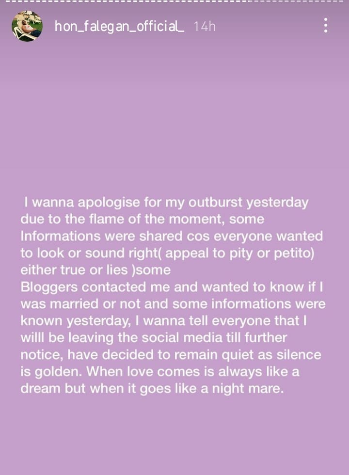 Nkechi Blessing’s ex, Opeyemi Falegan breaks silence as he quits social media