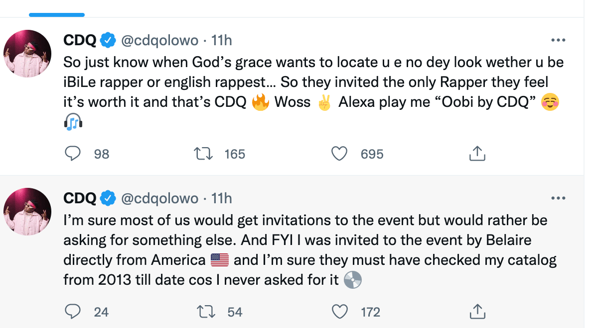 Rapper CDQ knocks MI Abaga and others ranting about not being invited to hangout with Rick Ross