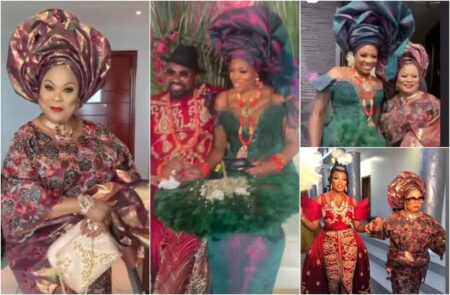 Nigerians praise Sola Sobowale for standing by Kemi Adetiba at her traditional wedding