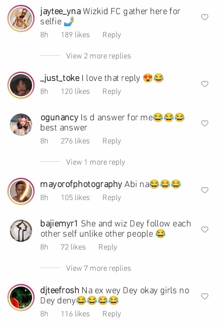 Tania  replies those tagging her as Wizkid's ex