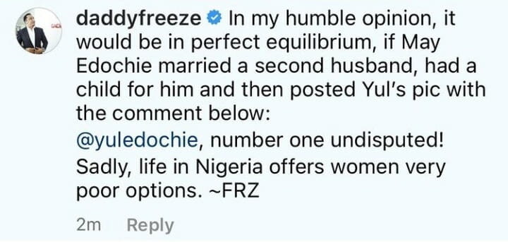 Daddy Freeze weighs in on Yul Edochie's second marriage