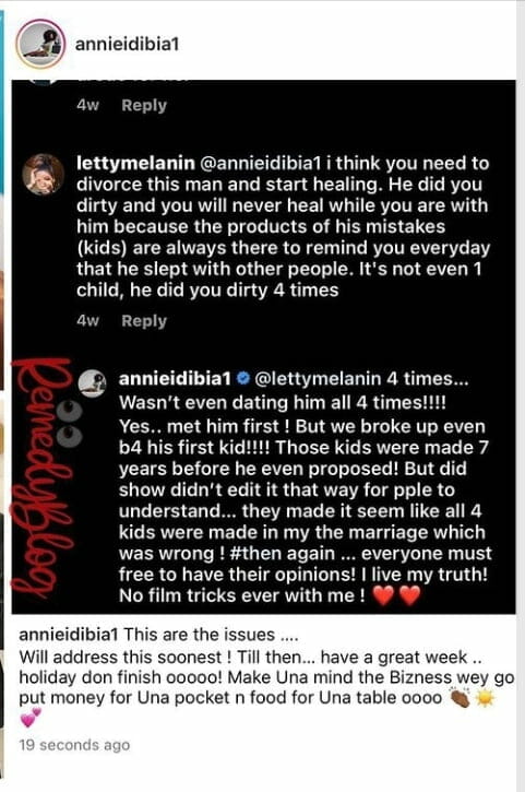 Annie Idibia schools a nosy fan over her marital issues with 2baba