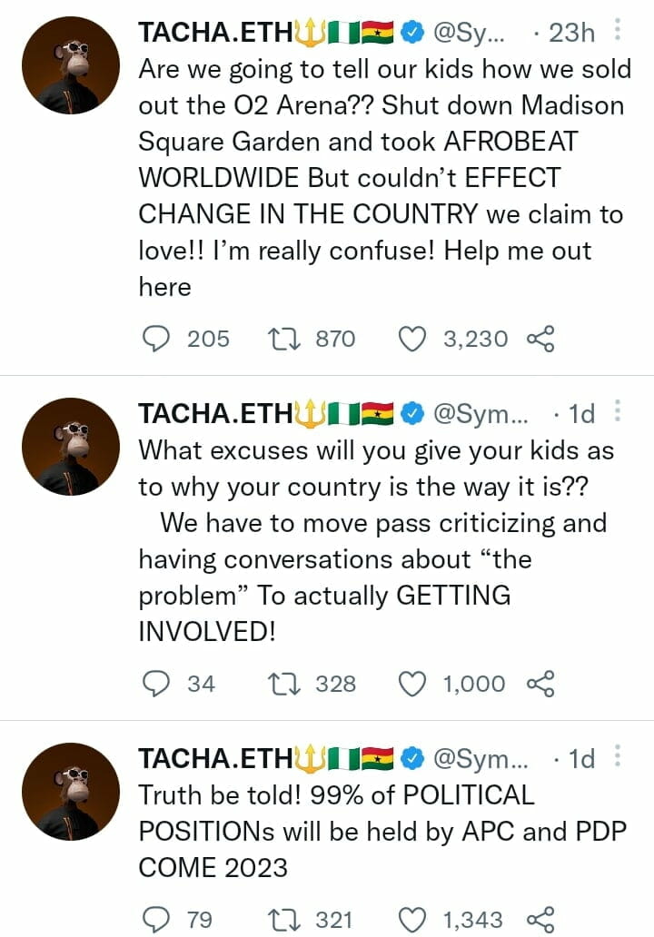 Tacha drags Nigerians