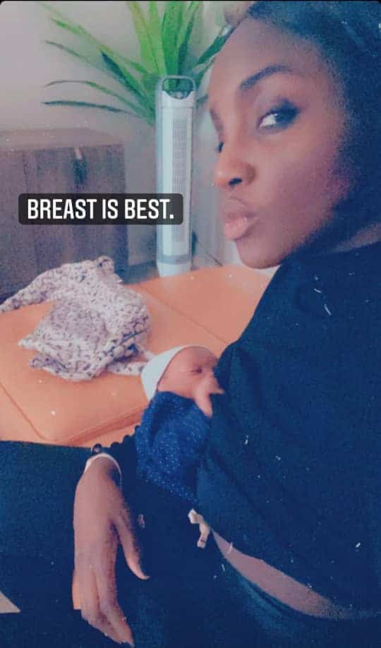 “Breast is best”, Seyi Shay shares adorable breastfeeding photo
