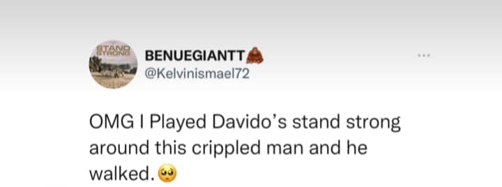 Davido's song heals a cripple