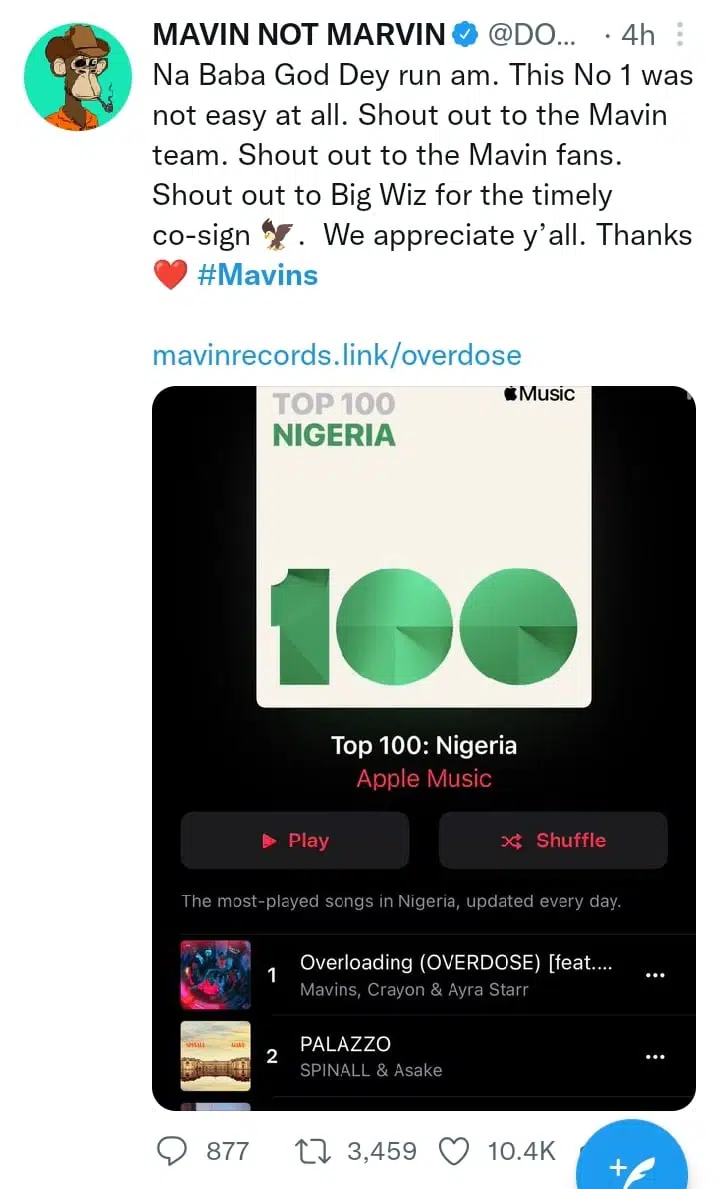 Don Jazzy praise Wizkid as Overdose becomes Apple's number one