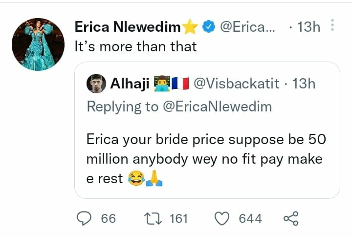 Erica Nlewedim's bride price