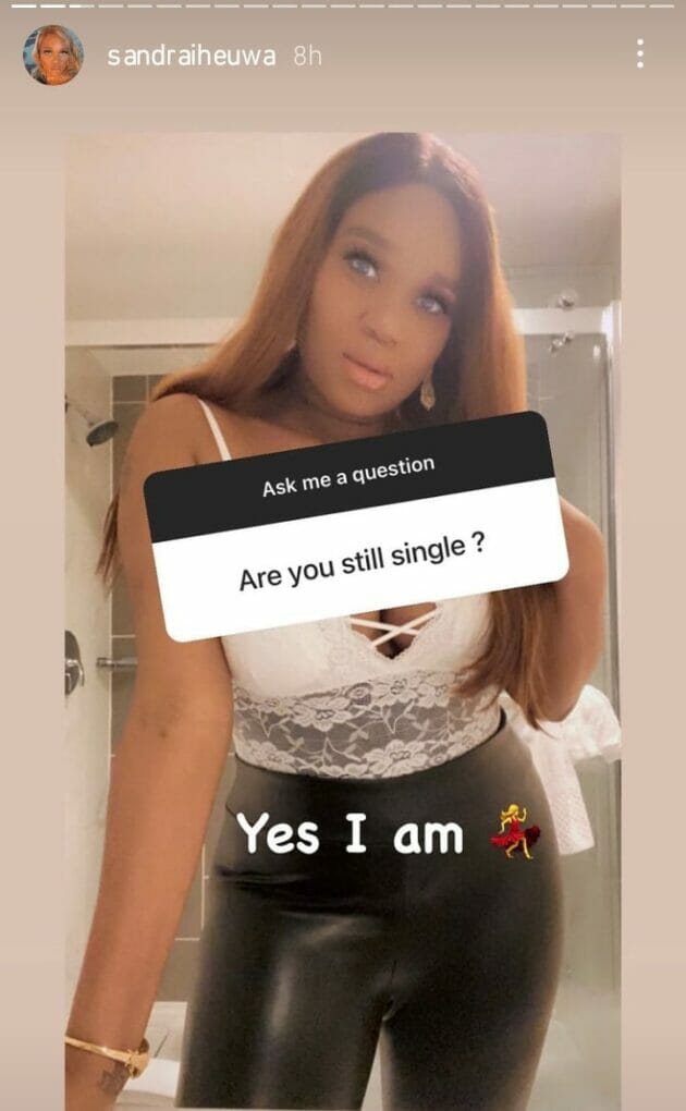 Sandra Iheuwa is single
