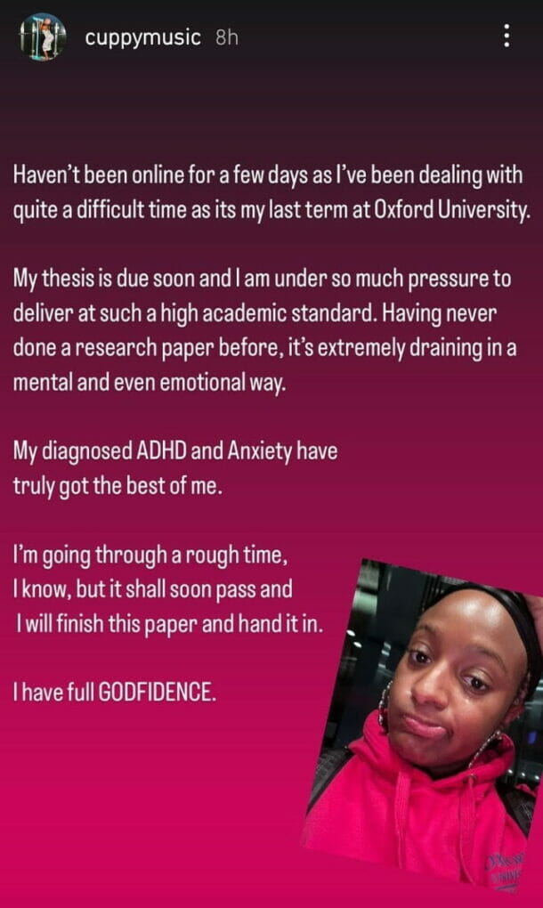 DJ Cuppy cries out