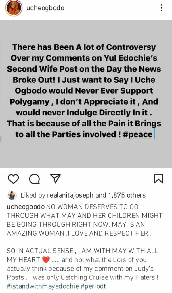 Uche Ogbodo apologises to May Edochie