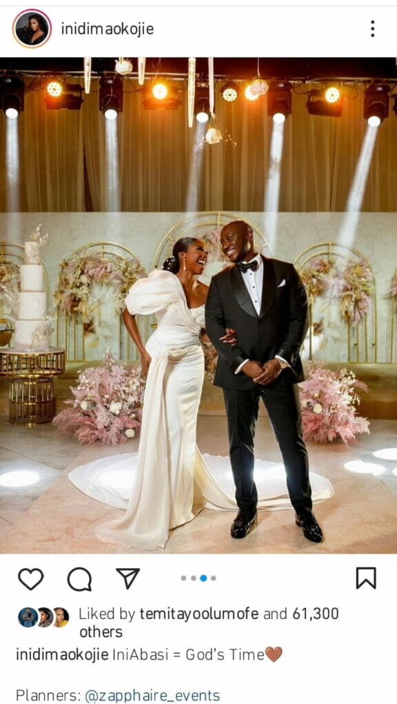 Inidima Okojie's white wedding