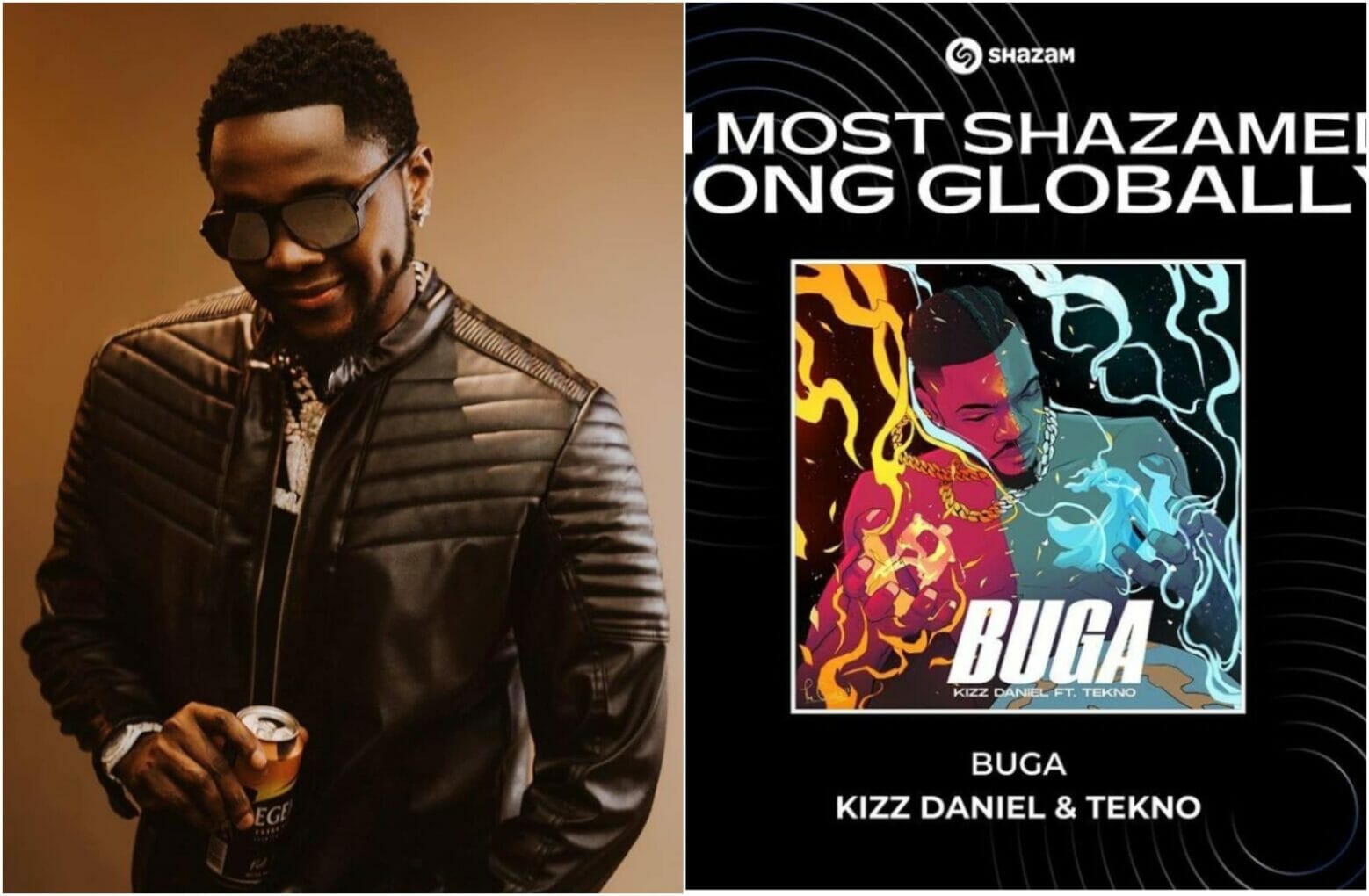 Kizz Daniel's song Buga becomes the most shazamed