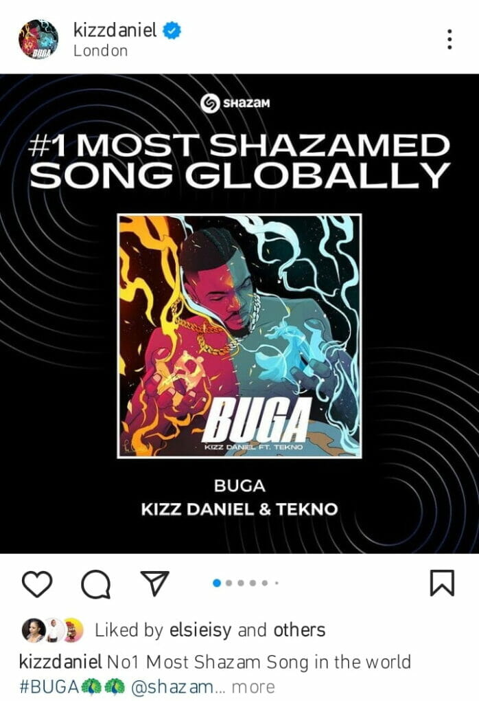 Buga becomes the most shazamed