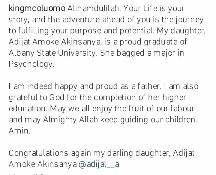 MC Oluomo celebrates daughter Adijat