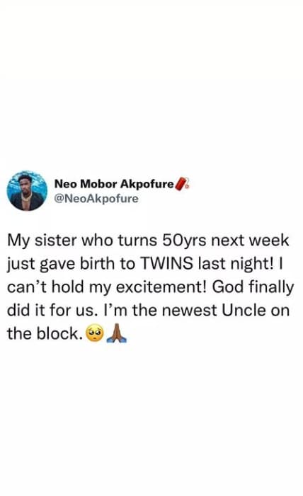 Neo sister welcomes twins