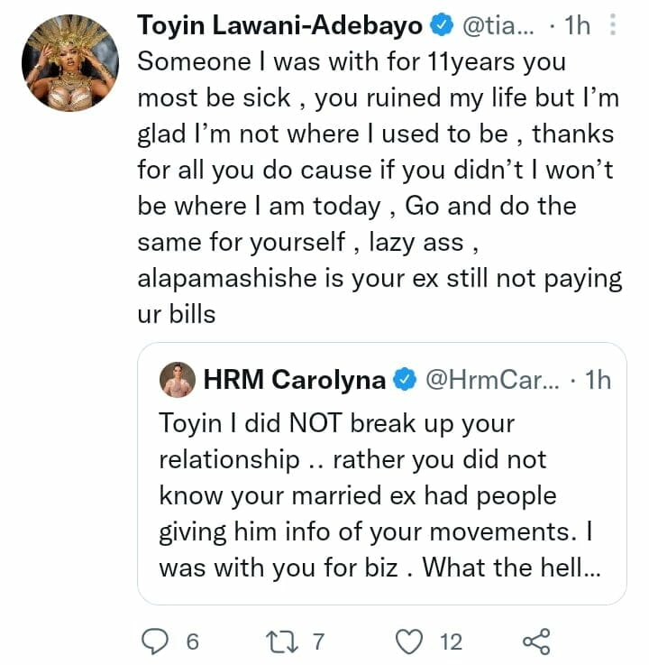 Toyin Lawani and Caroline Danjuma fight dirty