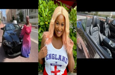 DJ Cuppy spin in father's sport car