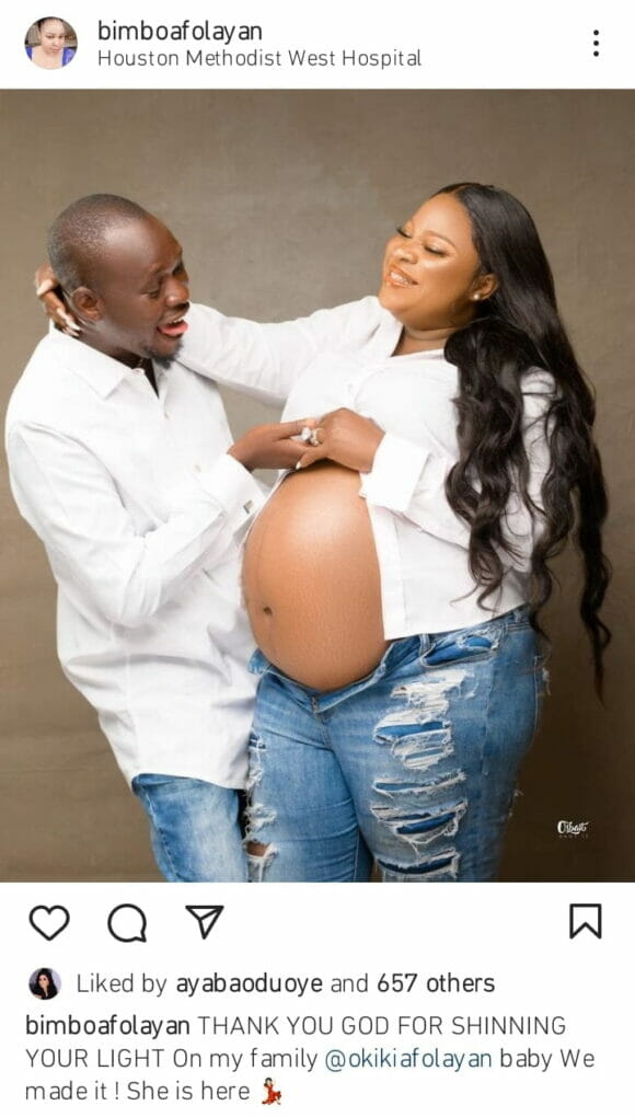 Bimbo Afolayan and husband welcome baby girl Kemi Filani blog » Naijabulletin