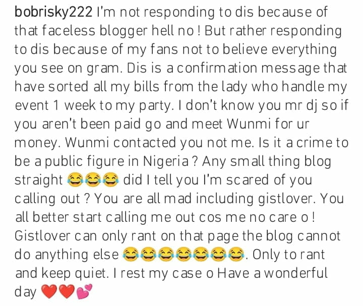 Bobrisky called out for unpaid debt