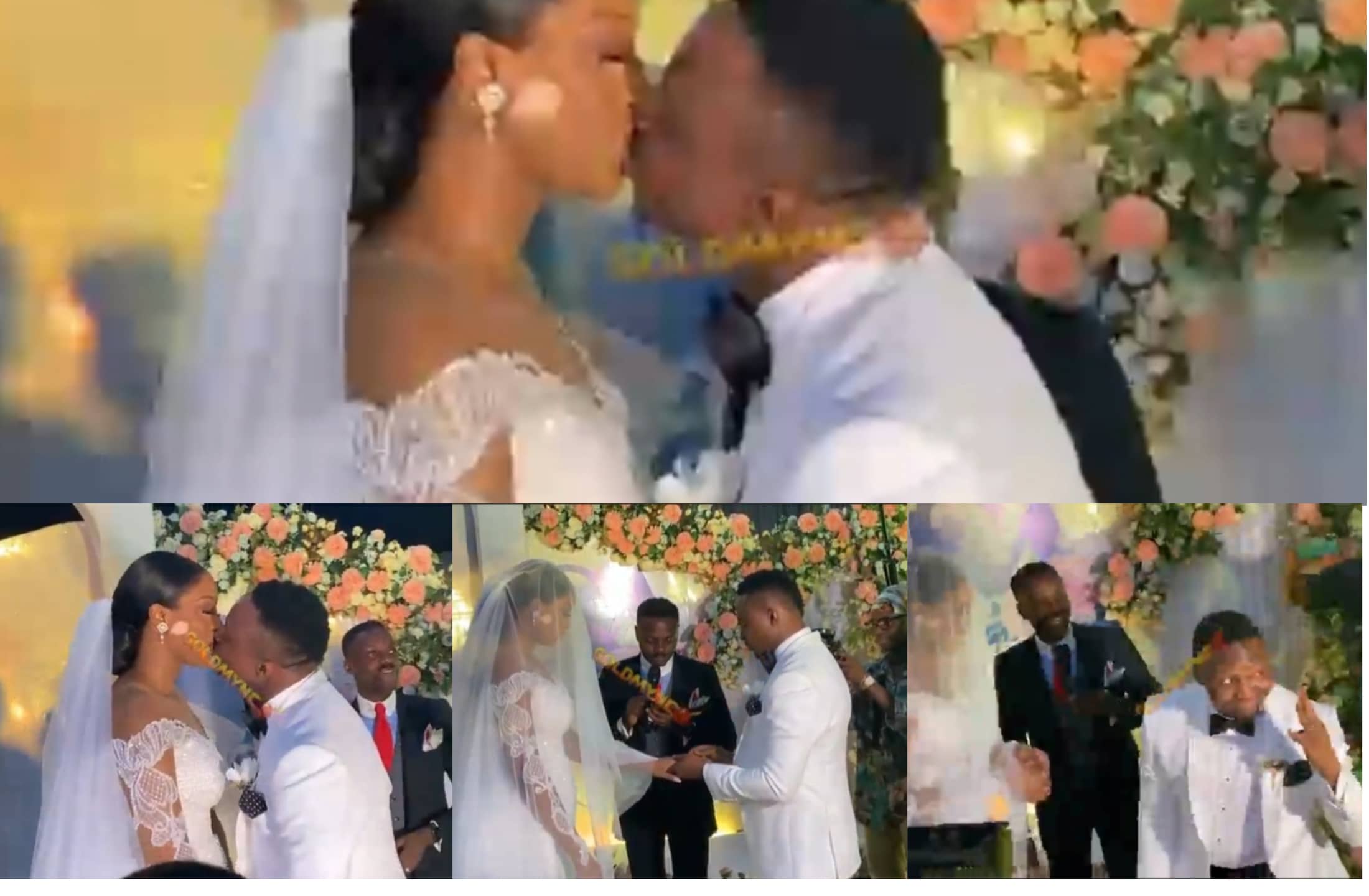 Funny Bone passionately kisses his wife, Angel at their white wedding  ceremony (Photos and Video) - Kemi Filani