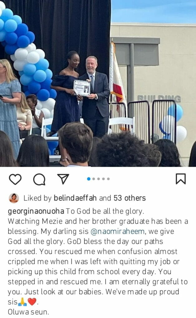 Georgina Onuoha's daughter graduates