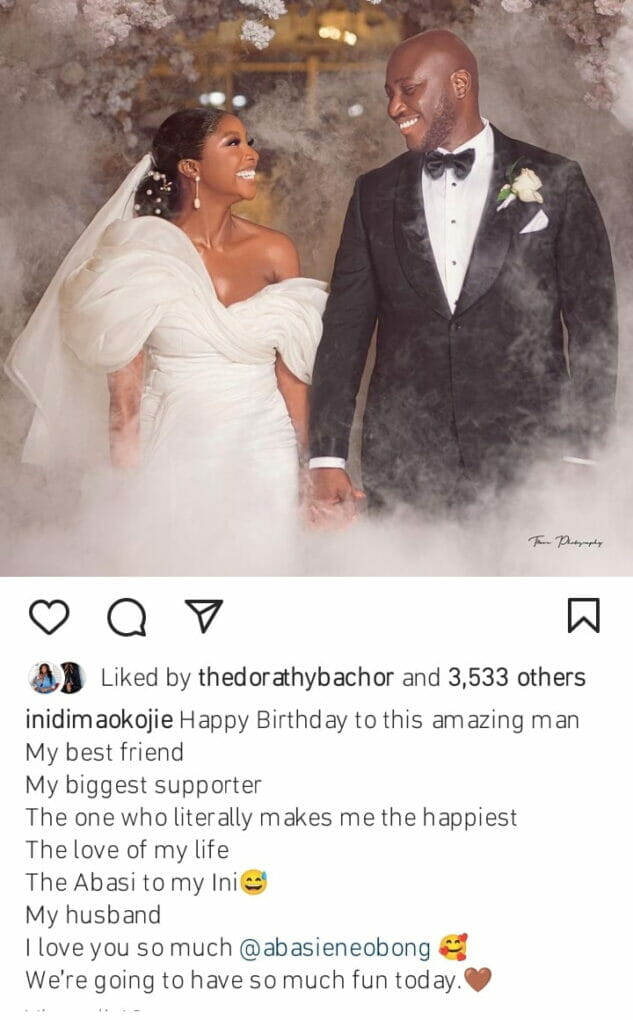 Inidima Okojie celebrates husband