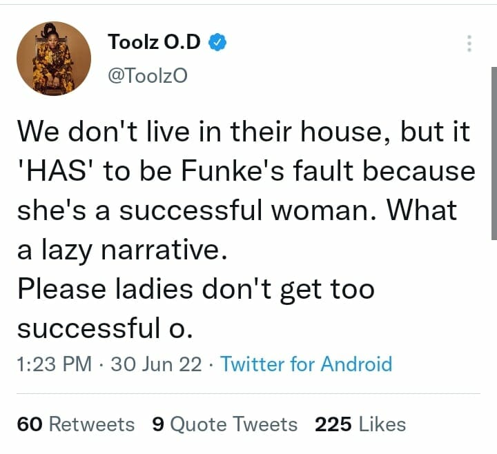 Toolz reacts to Funke Akindele's failed marriage