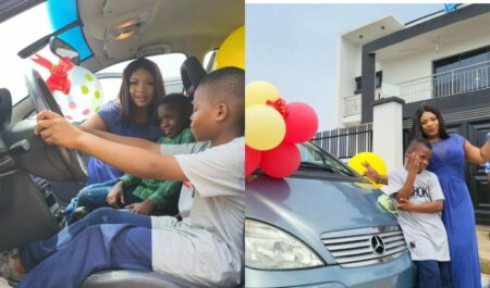 Laide Bakare's daughter gifts brother a Benz