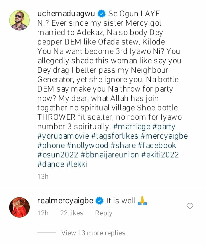 Mercy Aigbe appreciates Uche Maduagwu