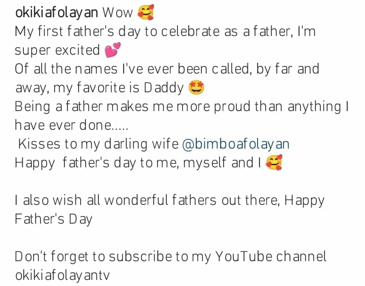 Okiki Afolayan celebrates father's day