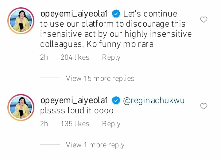 Opeyemi Aiyeola supports Regina Chukwu
