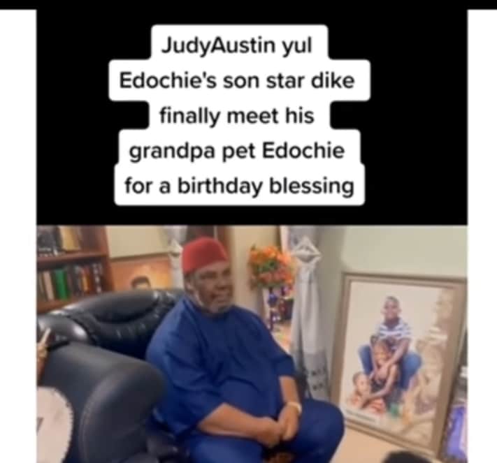He kept his father in an awkward position” Pete Edochie’s ‘sad’ look as he finally meets his grandson gets many talking