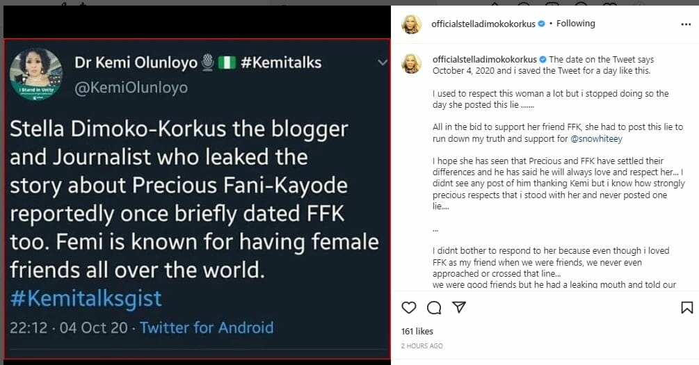 Stella Dimokokorkus calls out Kemi Olunloyo