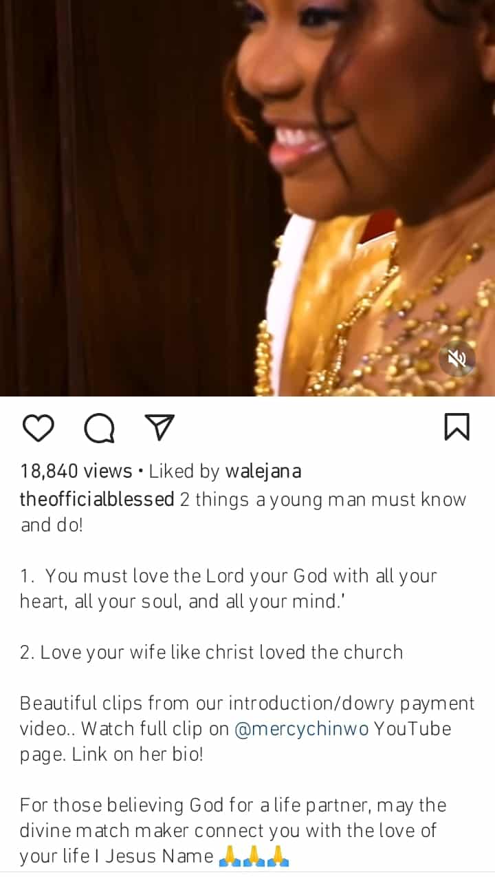 Pastor Blessed shares a clip from wedding