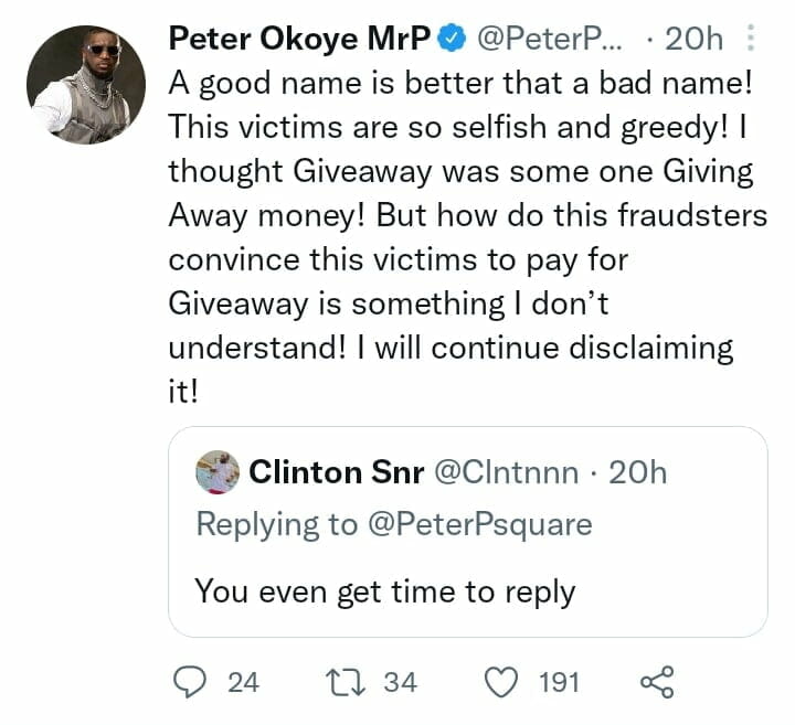 Peter Okoye slams fraud victims