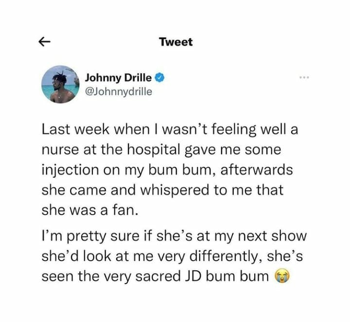 Johnny Drille encounter with a nurse