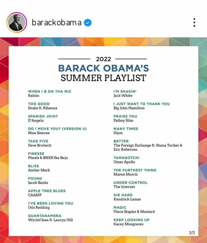 Obama's 2022 Summer playlist 