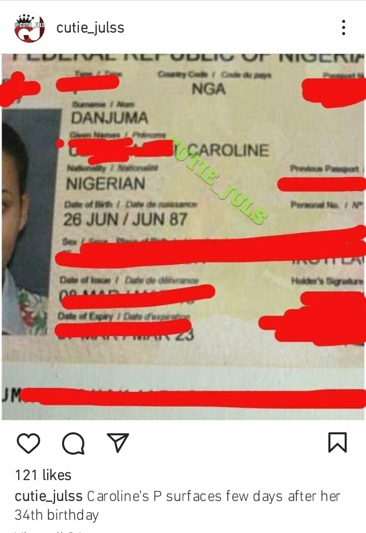 Caroline Danjuma's passport