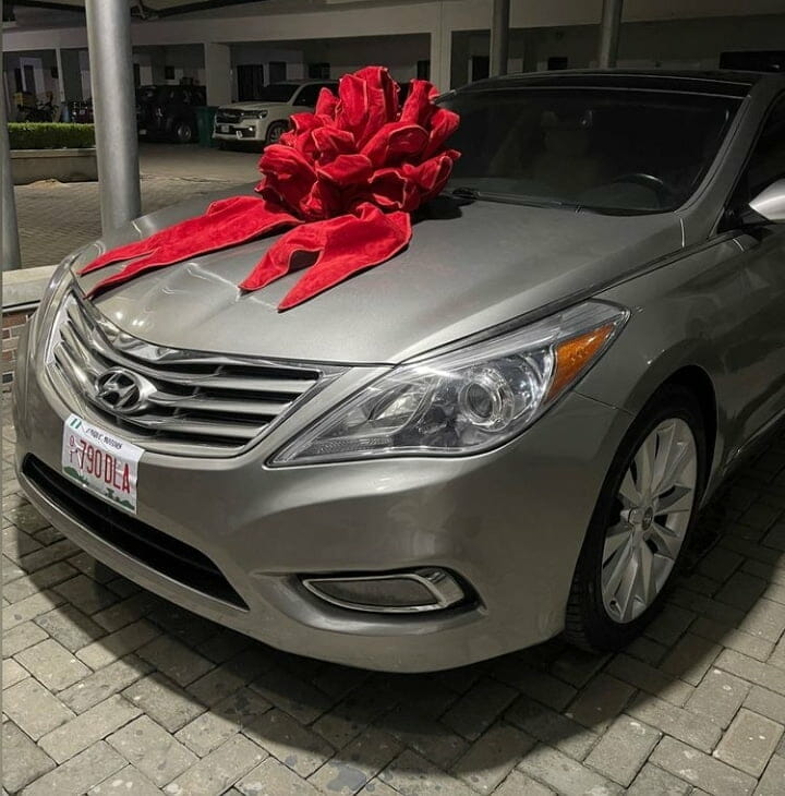 Cute Abiola gifts his wife a car