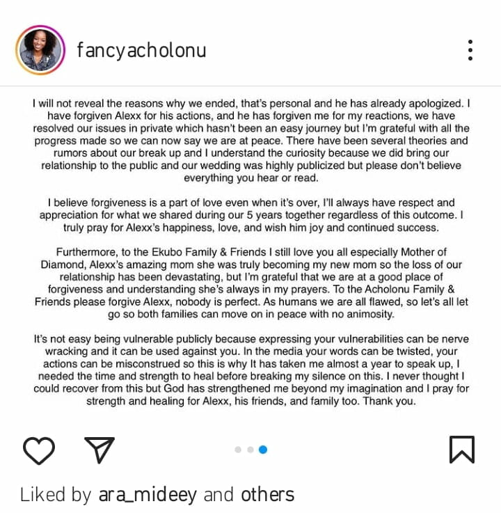 Fancy Acholonu tenders apology to Alex Ekubo