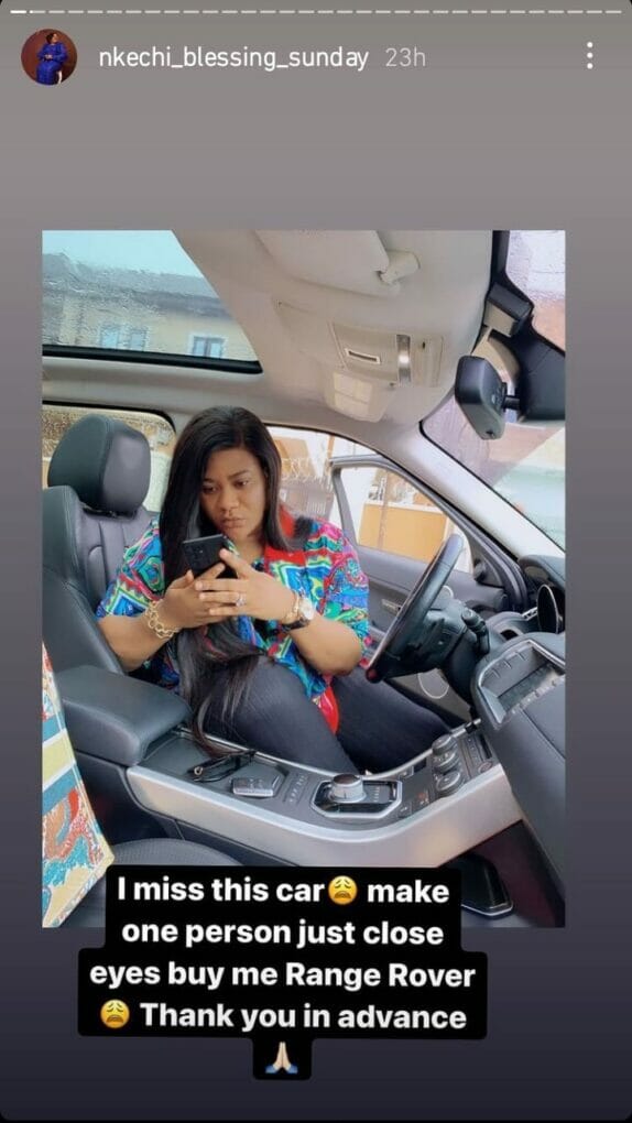 Mr anonymous offers Nkechi Blessing a Range Rover