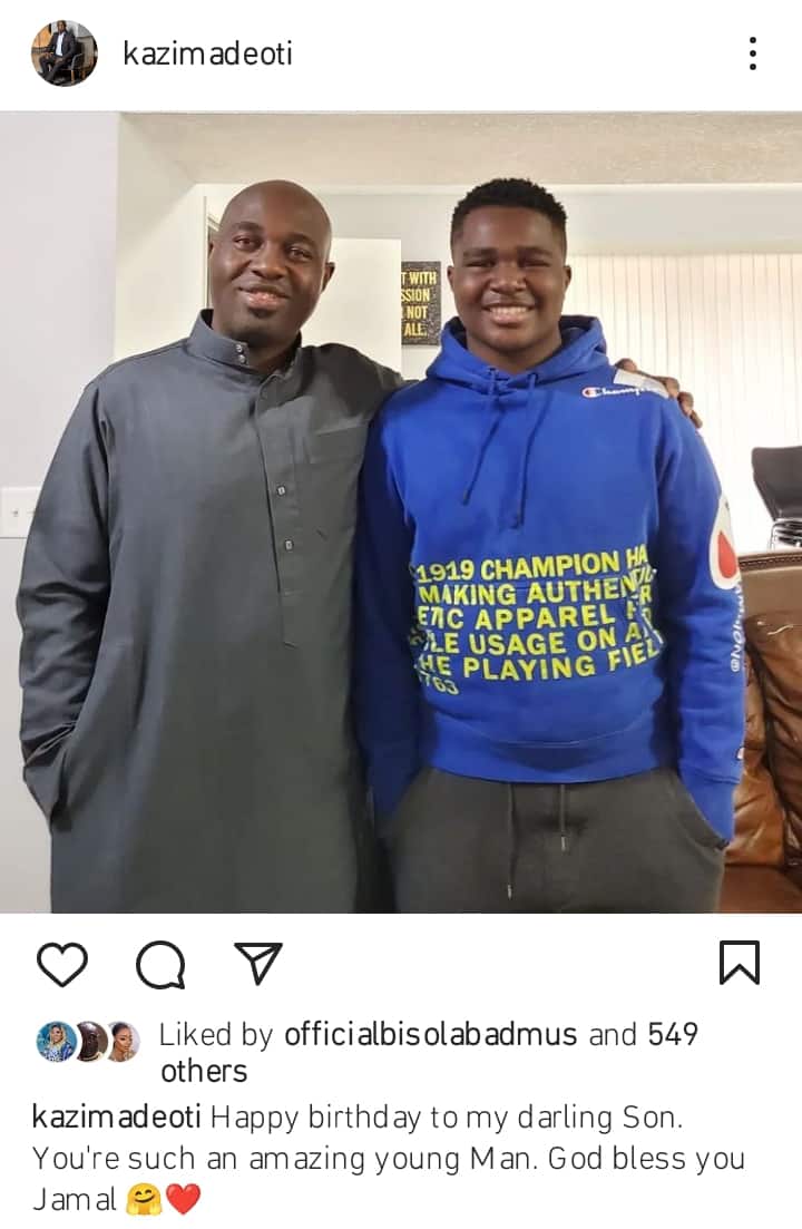 Kazim Adeoti celebrates son