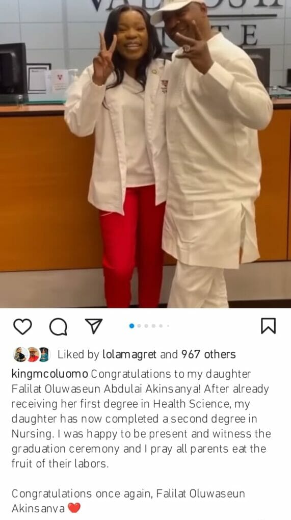 MC Oluomo celebrates daughter Falilat