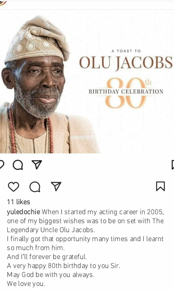 Yul Edochie hails Olu Jacobs