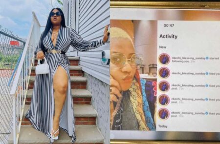 Fan makes a frame of Nkechi Blessing