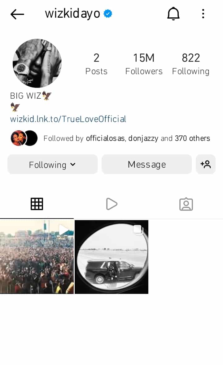 Wizkid deletes his Instagram posts