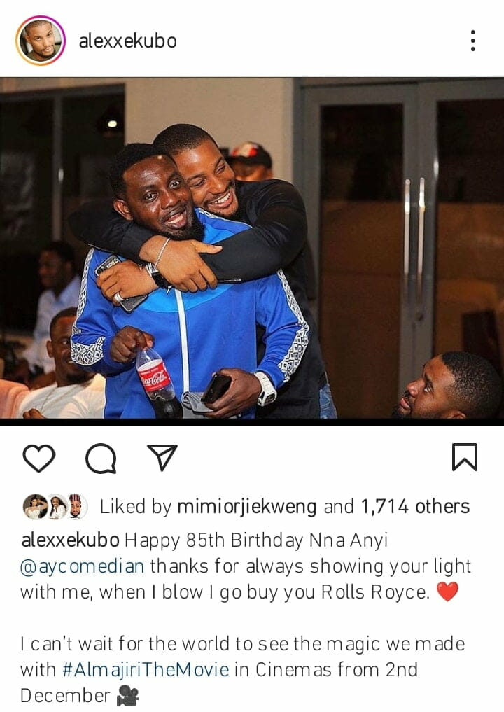 Alex Ekubo celebrates Ay Makun